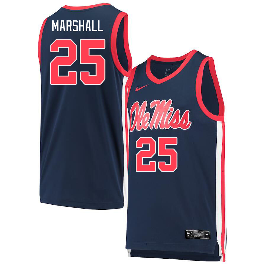 Ole Miss Rebels #25 Rashaud Marshall College Basketball Jerseys Stitched Sale-Navy